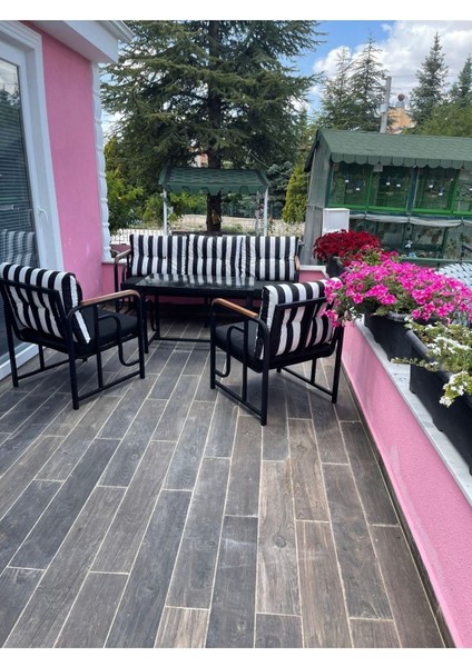 Serdem 3+1+1+Sehpa Bahçe Balkon Mobilya Takımı Beyaz Çizgili fiyatları