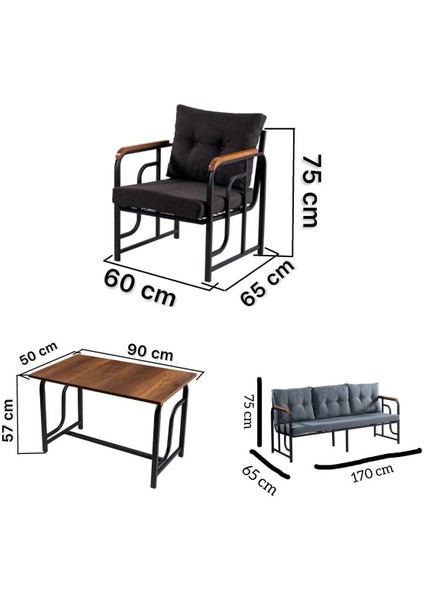 Serdem 3+1+1+Sehpa Bahçe Balkon Mobilya Takımı Beyaz Çizgili modelleri