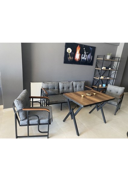 Serdem 3-1-1-Masa Bahçe Balkon Mobilyası Gri