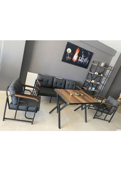 Serdem 3-1-1-Masa Bahçe Balkon Mobilyası Antrasit