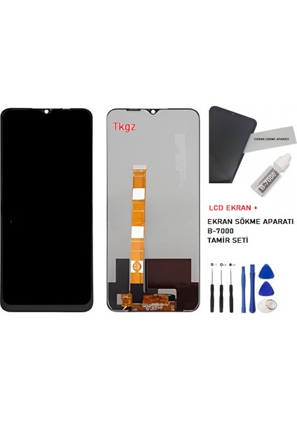 Oppo A16 Uyumlu LCD Ekran Dokunmatik Servis Orijinali + B-7000 + Tamir Seti
