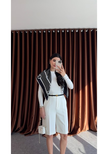 Premium Beyaz Bermuda Şort