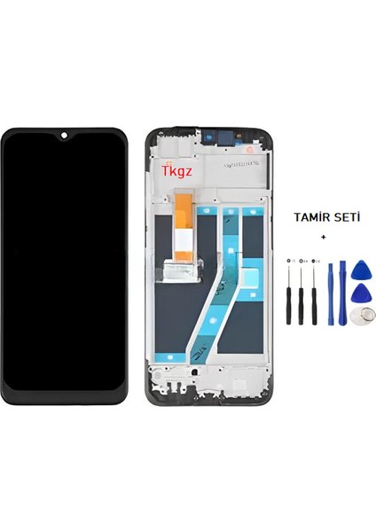 Oppo Realme C2 Uyumlu LCD Ekran Dokunmatik Servis Orijinali Çıtalı + Tamir Seti