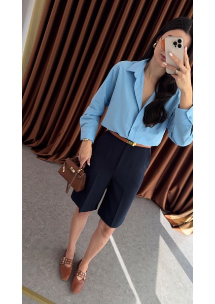 Premium Lacivert Bermuda Şort