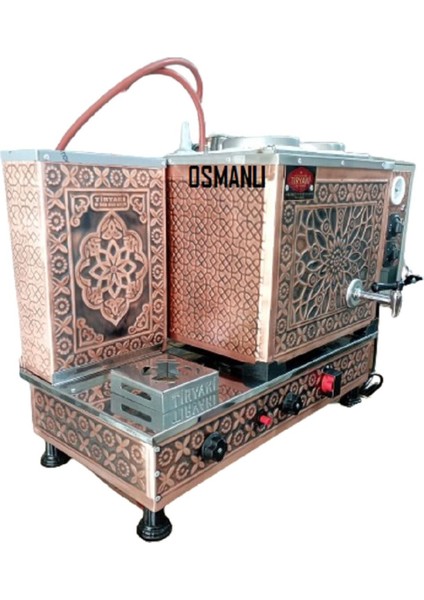 Osmanlı 2 Demlikli Bakır Çay Kazanı Tam Otomatik Sistem Tiryaki