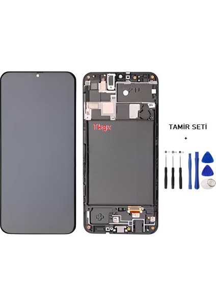 Samsung Galaxy A20 - SM-A205 Uyumlu LCD Ekran Dokunmatik Servis Orijinali Çıtalı + Tamir Seti