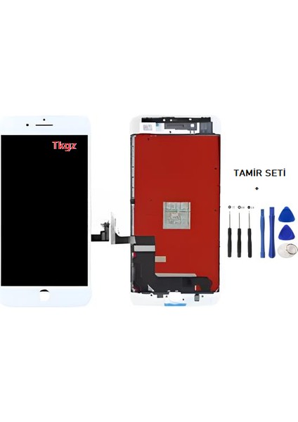 Apple iPhone 8 Plus Uyumlu LCD Ekran Dokunmatik (Lw Marka) Beyaz + Tamir Seti