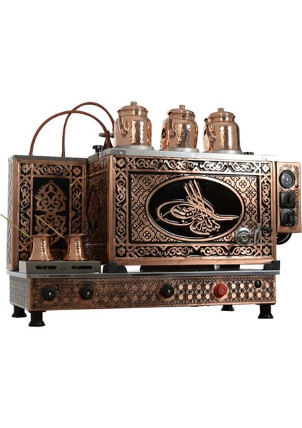 Çay Kazanı 3 Demlikli Metalik Bakır 25 kg Kapasiteyle Şık Tasarım fiyatları