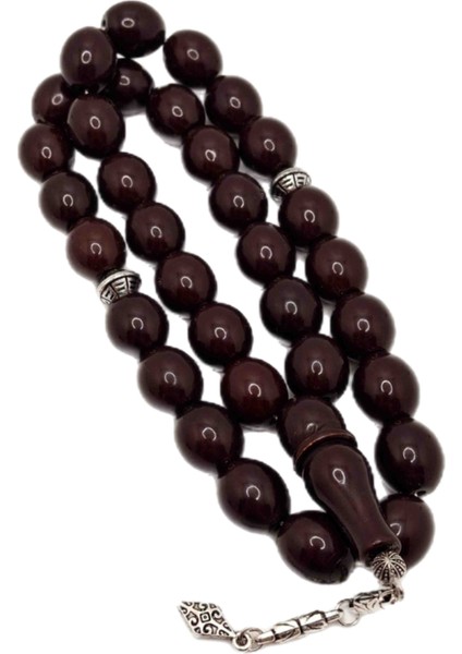 Bordo Fıçı Kesim Büyük Boy Toz Kehribar Tesbih modelleri