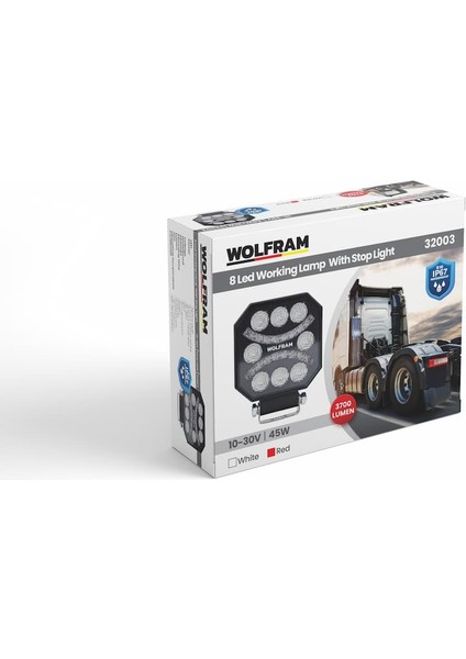 LED Çalışma Lambası Emojili 8 LED Beyaz + Kırmızı Spot Fonksiyonlu 10/30V E-Belgeli 45W fiyatları