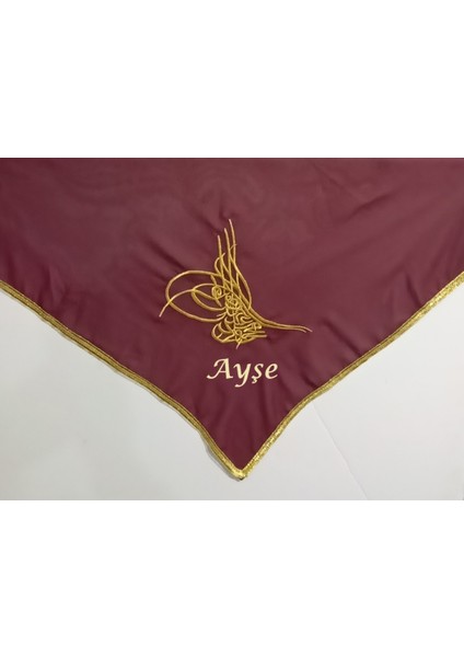 Bordo Nakış Işlemeli Kına - Damat - Gelin - Asker Omuz Şalı Atkısı Örtüsü Gold Tuğra Kişiye Isme Özel modelleri