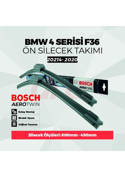 BMW 4 Serisi F36 Ön Silecek Takımı 2014-2020 Uyumlu | Aerotwin Serisi | 2'li Set | modelleri