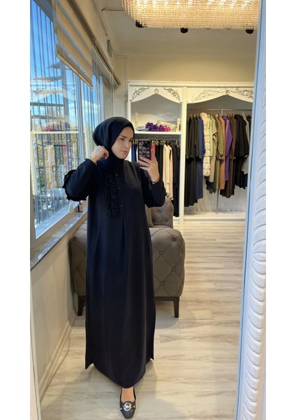 6925 Fırfır Detaylı Siyah Elbise fırsatları