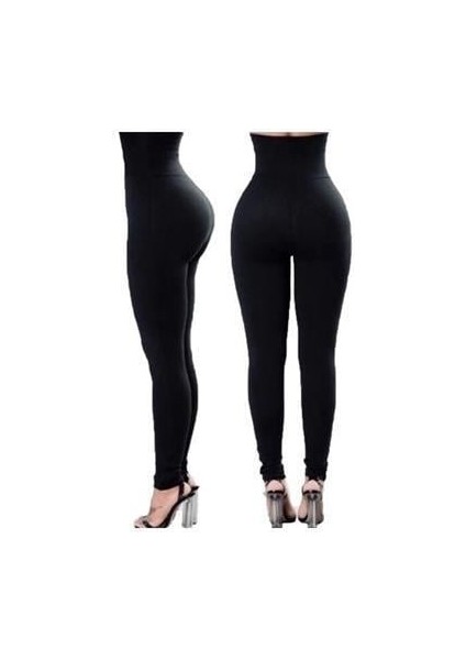 G7 Leggins Iki Beden Kaydırmaz Silikon Şeritli Extra Yüksek Bel Siyah Lohusa Tayt - Tayt Korsesi modelleri