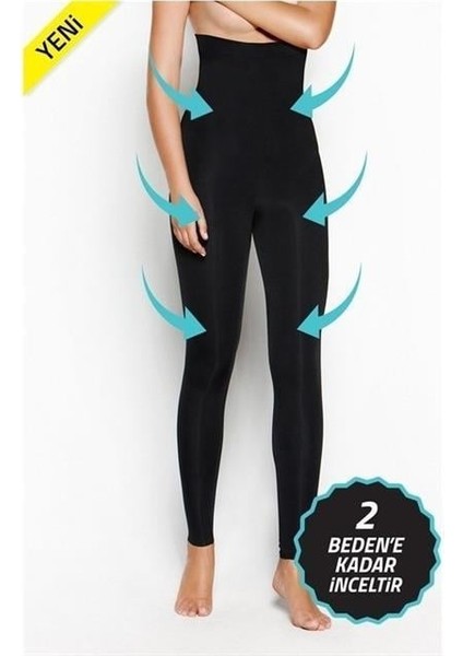 G7 Leggins Iki Beden Kaydırmaz Silikon Şeritli Extra Yüksek Bel Siyah Lohusa Tayt - Tayt Korsesi indirimleri