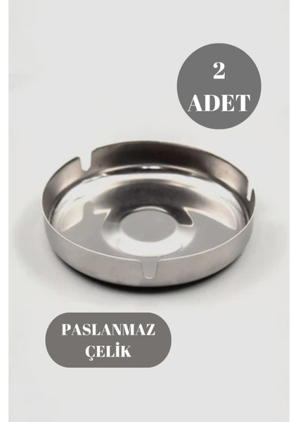 2 Adet Paslanmaz Çelik Parlak Ince Açık Yuvarlak Model Küllük Dekoratif Kül Tablası 10 cm Küllük