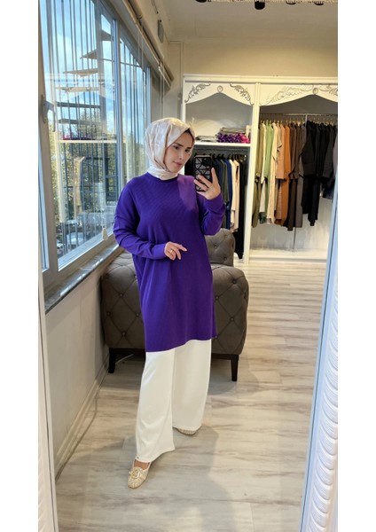 7014 Triko Tunik - Mor modelleri