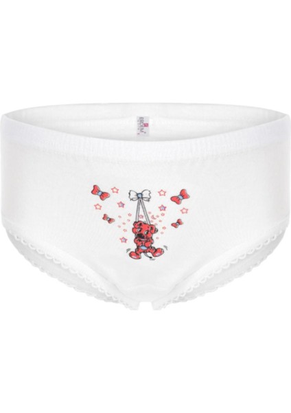 Iç Giyim Erdem Beyaz Ribana Baskılı Kız Çocuk Külot (6 Adet)