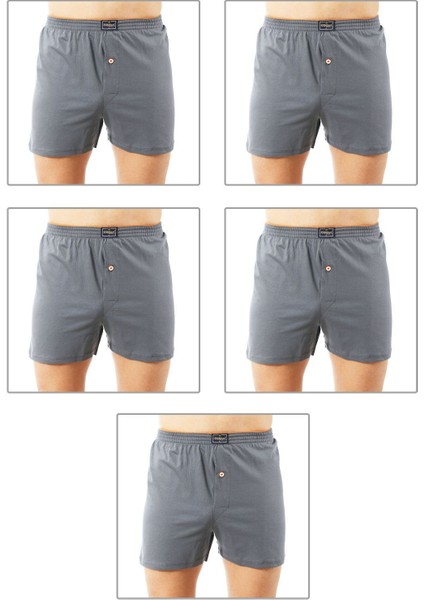 5'li Paket Erkek Şardonlu Pamuklu Düğmeli Penye Boxer