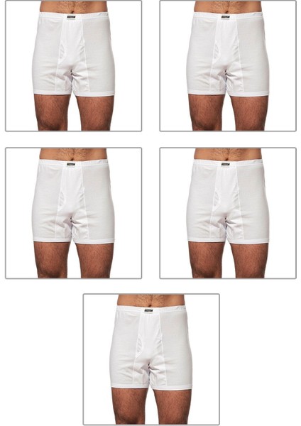 5'li Paket Erkek Pamuklu Penye Kumaş Paçalı Don Boxer Şort Külot Büyük Bedenli