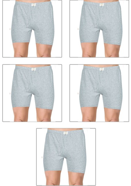 5'li Paket Erkek Pamuklu Penye Kumaş Paçalı Don Boxer Şort Külot Büyük Bedenli