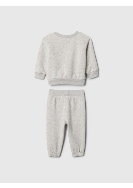 Bebek Gri Grafikli Fleece 2'li Outfit Set