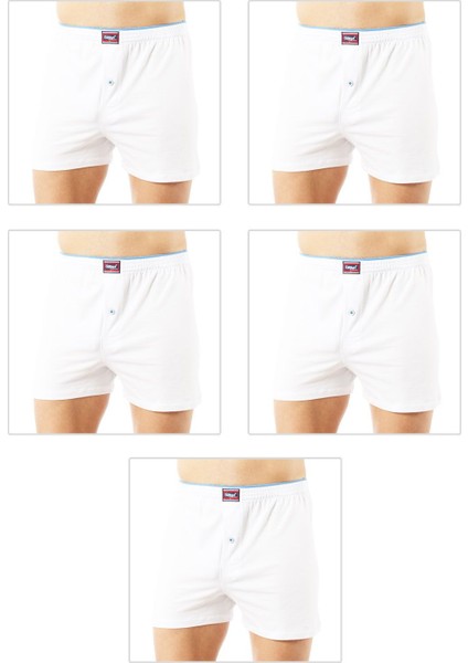 5'li Paket Erkek Şardonlu Pamuklu Düğmeli Penye Boxer