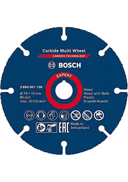 Professional 1x Expert Carbide Multi Wheel Kesici Diskler (Ahşap, Plastik, Alçıpan, Ø 76 Mm)
