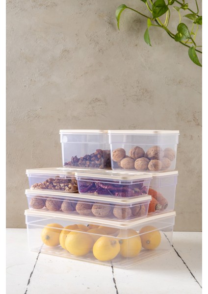 7'li Set New Freshbox Mikrodalga ve Difrize Uygun Saklama Kabı Krem fiyatları