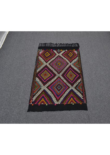 El Dokuması Geometrik Midye Model Karapınar Yörük Cecim Yün Kilim 5573