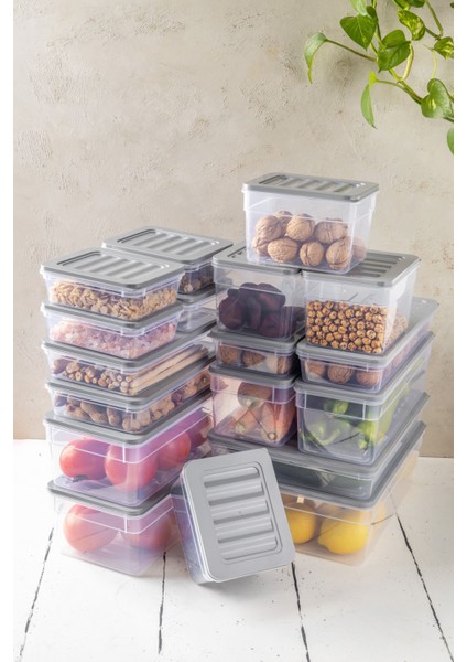 18'li Set New Freshbox Mikrodalga ve Difrize Uygun Saklama Kabı Gri fiyatları
