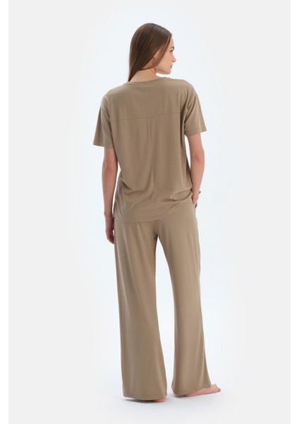 Sütlü Kahve Cepli Basıc Modal Pantolon fiyatları