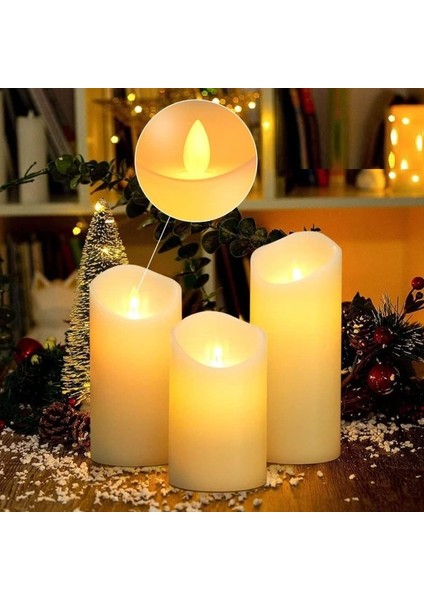 Alev Efektli Vıp Delu x e 14 Lü Set Işıklı Mum Gün Işığı LED Titrek Yanan LED Mum Büyük Orta Küçük Mum