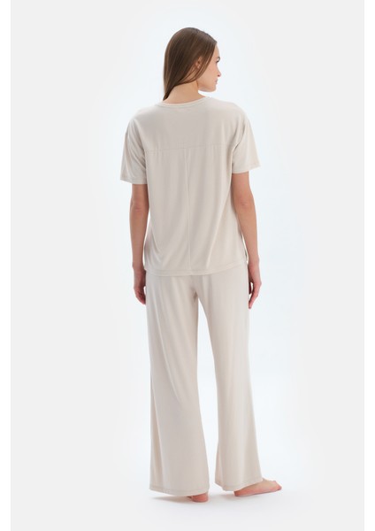 Krem Cepli Basıc Modal Pantolon fiyatları