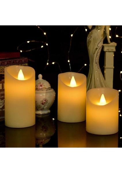 Vıp Delu x e 6 Lı Set Işıklı Mum Gün Işığı LED Alev Efektli Titrek Yanan LED Mum Büyük Orta Küçük Mum modelleri
