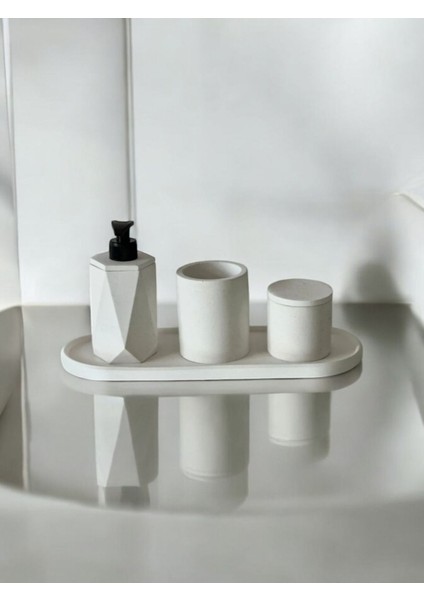 4'lü Kırık Beyaz Beton Banyo Seti. fırsatları