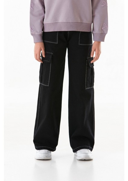 Kontrast Dikişli Kargo Cepli Kız Çocuk Pantolon fırsatları