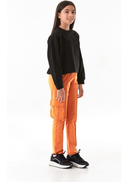 Beli Lastikli Paçası Stoperli Kargo Cepli Kız Çocuk Eşofman Altı