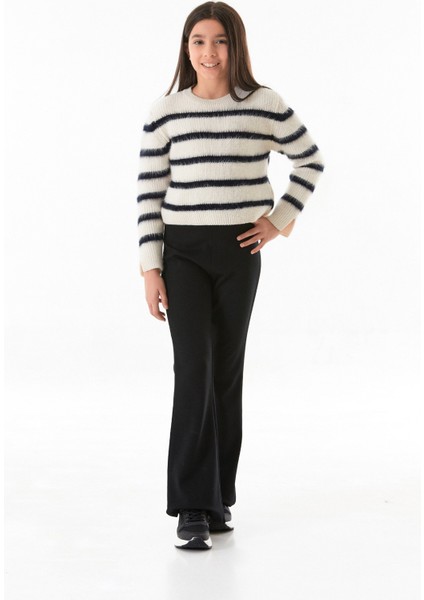 Beli Lastikli Cepli Flare Kız Çocuk Pantolon