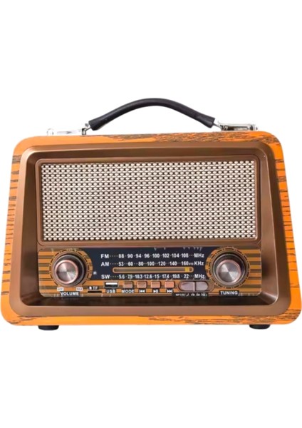 Nostaljik Radyo Eskitme Ahşap Görünüm Fonksiyonlu Bluetooth