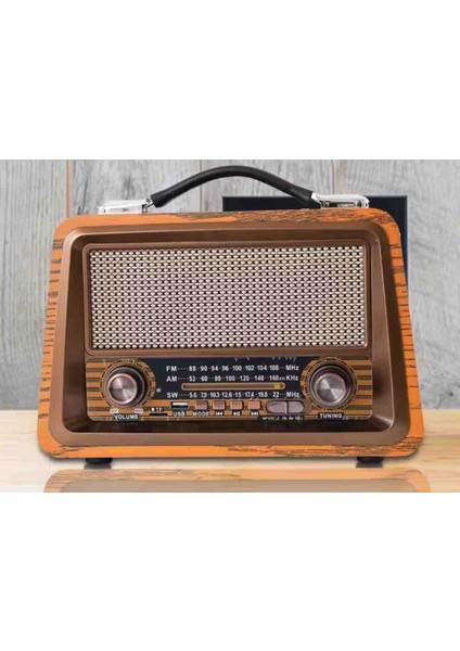 Nostaljik Radyo Eskitme Ahşap Görünüm Fonksiyonlu Bluetooth