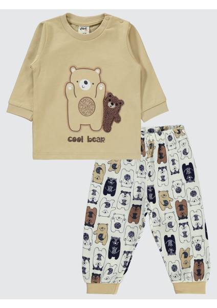 Erkek Bebek Pijama Takımı 6-18 Ay Sütlü Kahve