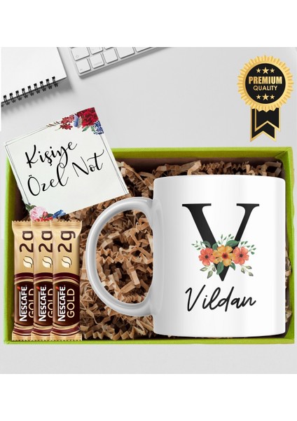 Kupa Bardak Kişiye Özel V Harfli Isimli Kupa Bardak Kahve Hediye Seti Kutupkitap