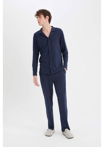 Premium Regular Fit Pijama Takımı Basic Düz Uzun Kollu Üst Uzun Alt E1533AX24AU fiyatları