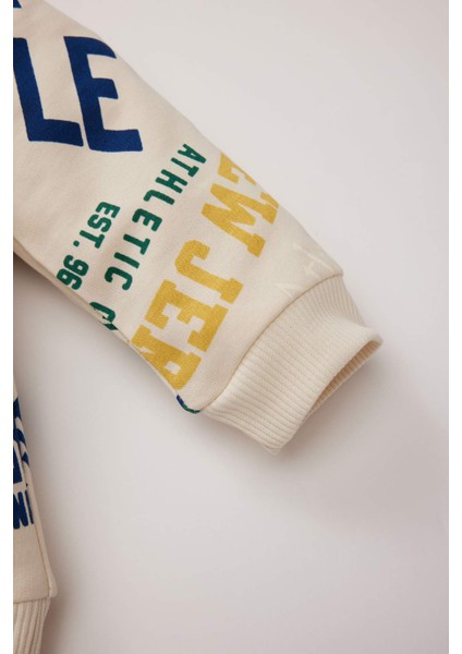 Erkek Bebek 2'li Takım Baskılı Sweatshirt Beli Lastikli Kargo Cepli Eşofman Altı E0286A525SP fırsatları