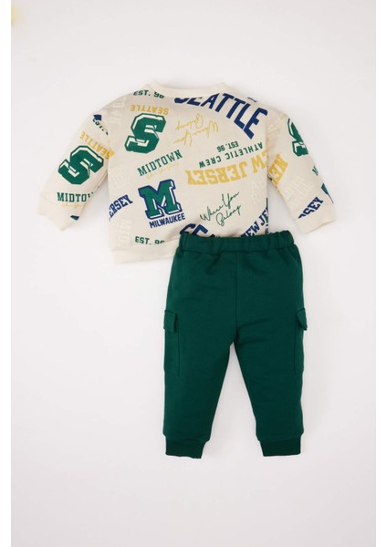 Erkek Bebek 2'li Takım Baskılı Sweatshirt Beli Lastikli Kargo Cepli Eşofman Altı E0286A525SP indirimleri