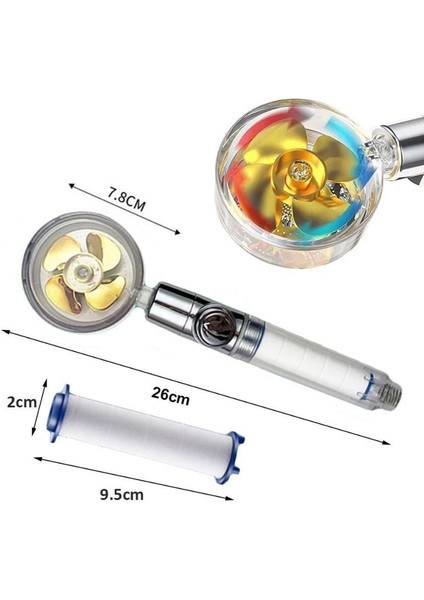 Filtreli Yüksek Basınçlı Pervaneli Duş Başlığı