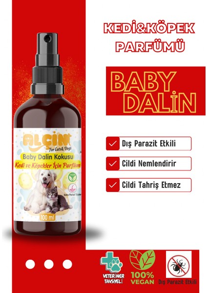 Kedi ve Köpek Parfümü Parazit Karşıtı Içerikli Baby Dalin Kokulu 100 ml. Cam Şişe fiyatları