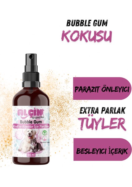 Kedi ve Köpek Parfümü Parazit Karşıtı Içerikli Bubble Gum Kokulu 100 ml Cam Şişe fiyatları