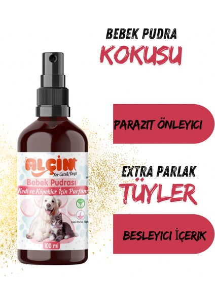 Kedi ve Köpek Parfümü Parazit Karşıtı Içerikli Bebek Pudrası Kokulu 100 ml. Cam Şişe fiyatları